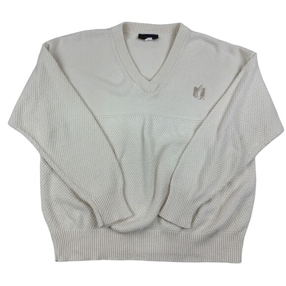 VTG Andrew Rohan NATIONWIDE INSURANCE V-neck Cable Knit Sweater Made In USA XL - Picture 1 of 10